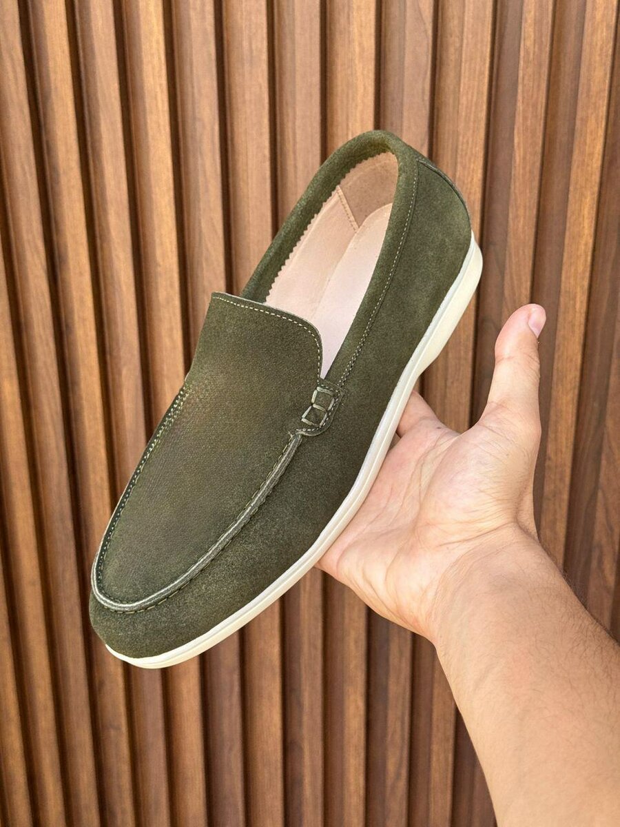 Mocassins en daim vert