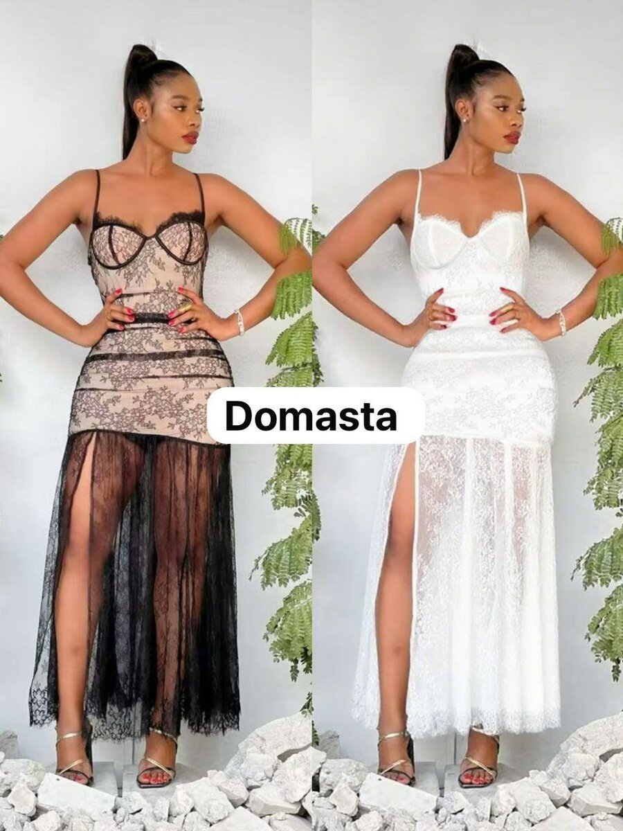 Robe longue en dentelle pour femme