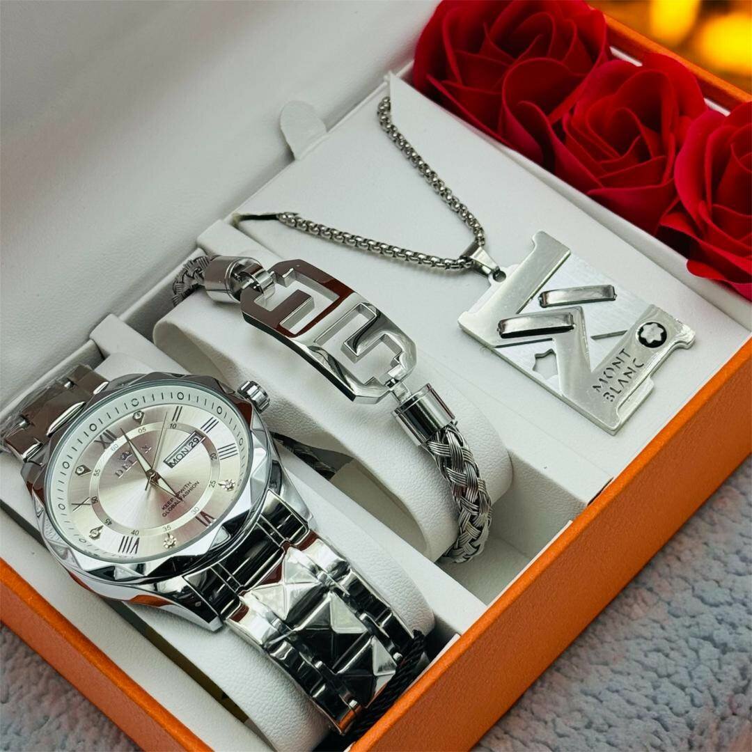 Montre homme avec bracelet et pendentif