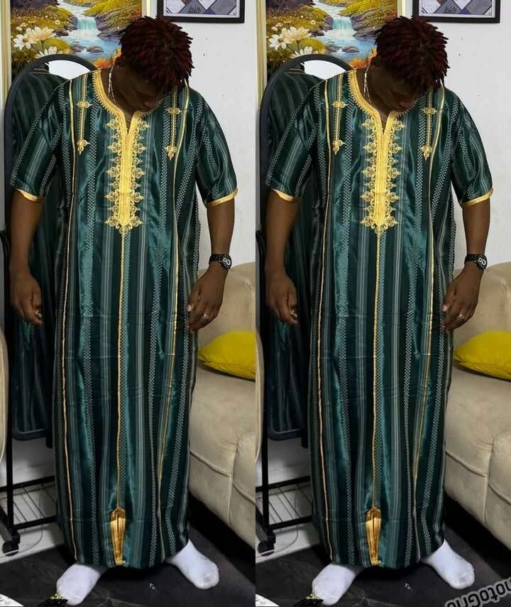 Kaftan africain homme bleu et vert
