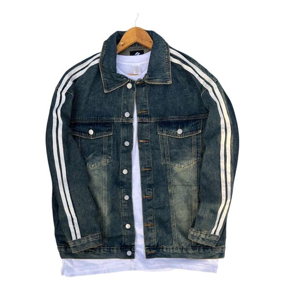 Veste en jean à rayures homme