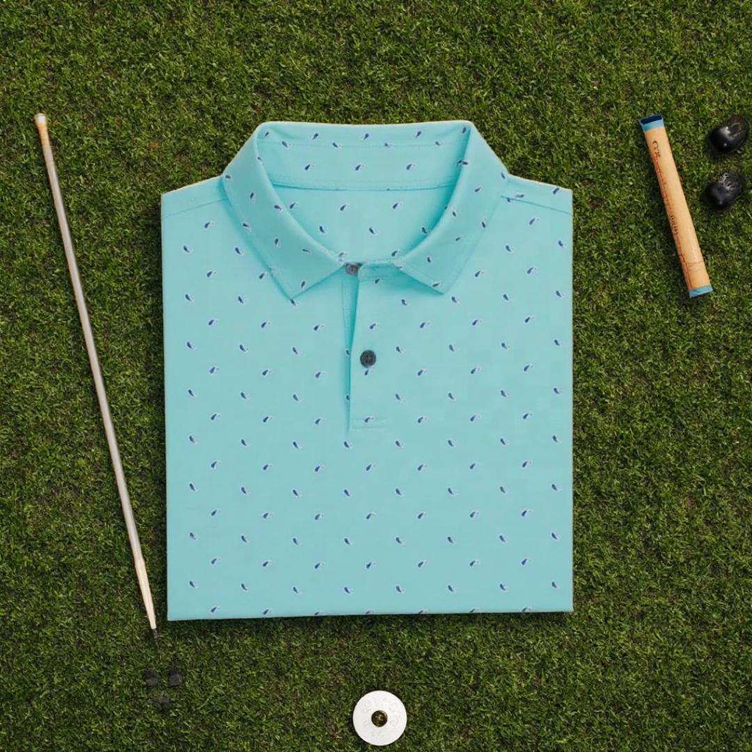 Polo Bleu à Motifs