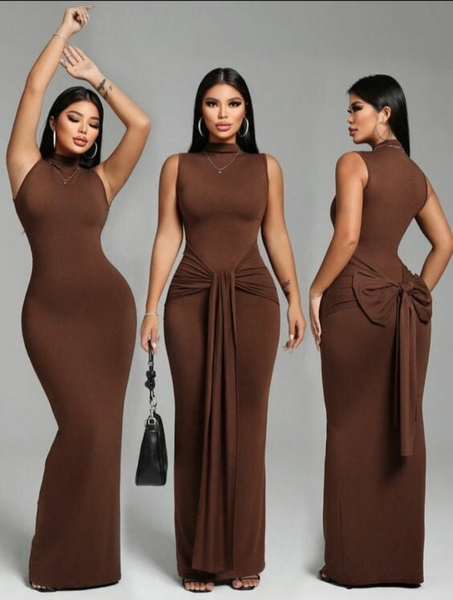 Robe longue marron élégante
