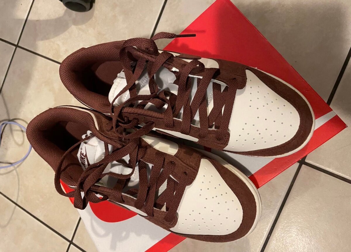 Baskets en cuir marron et blanc