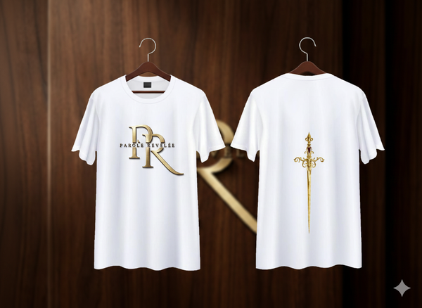 T-shirt blanc design épée