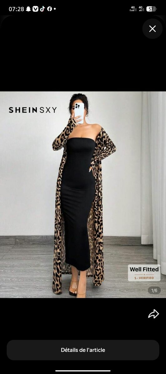 Robe noire élégante avec cardigan léopard