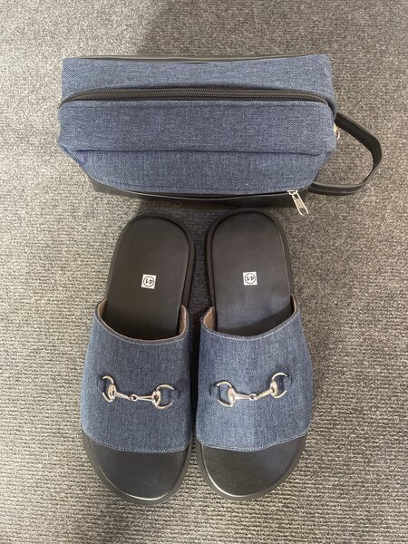 Set de mules en jean et cuir