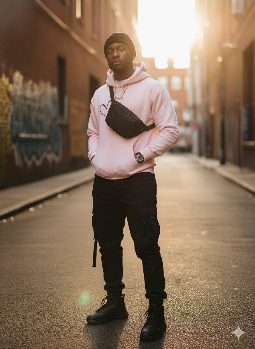 Sweatshirt rose à capuche