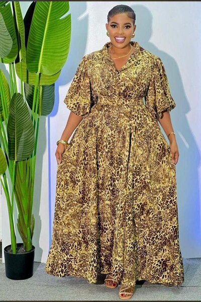 Robe longue léopard chic