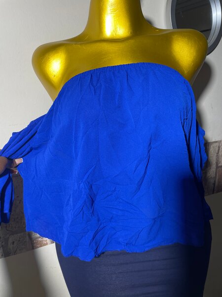 Top bandeau bleu femme