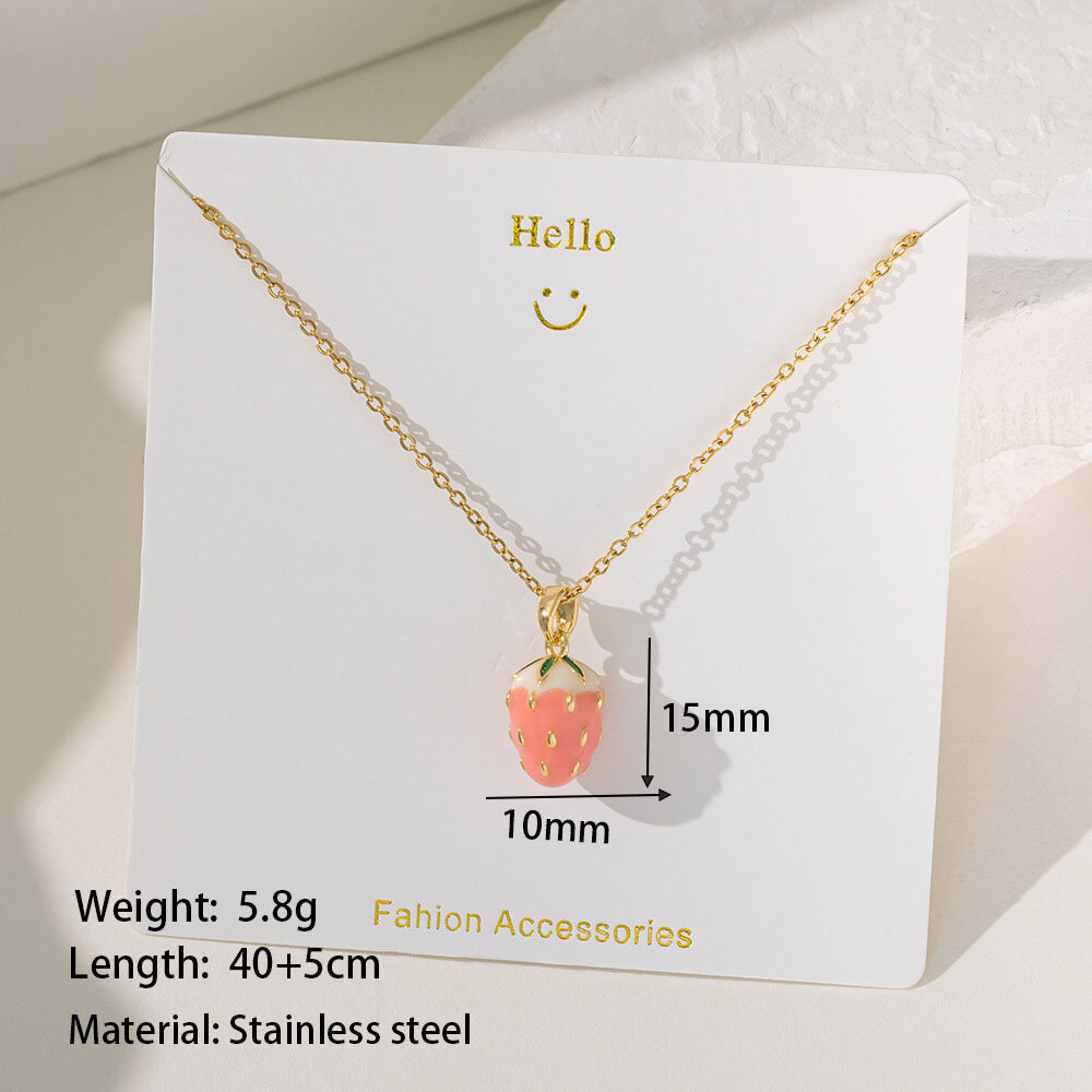 Collier pendentif fraise en acier inoxydable