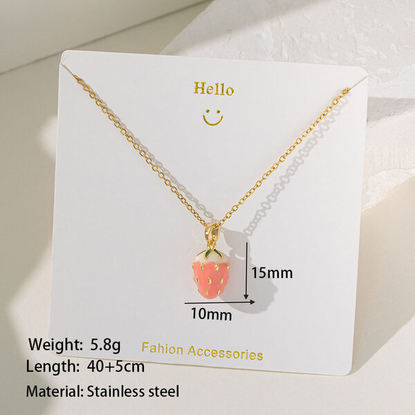 Collier pendentif fraise en acier inoxydable
