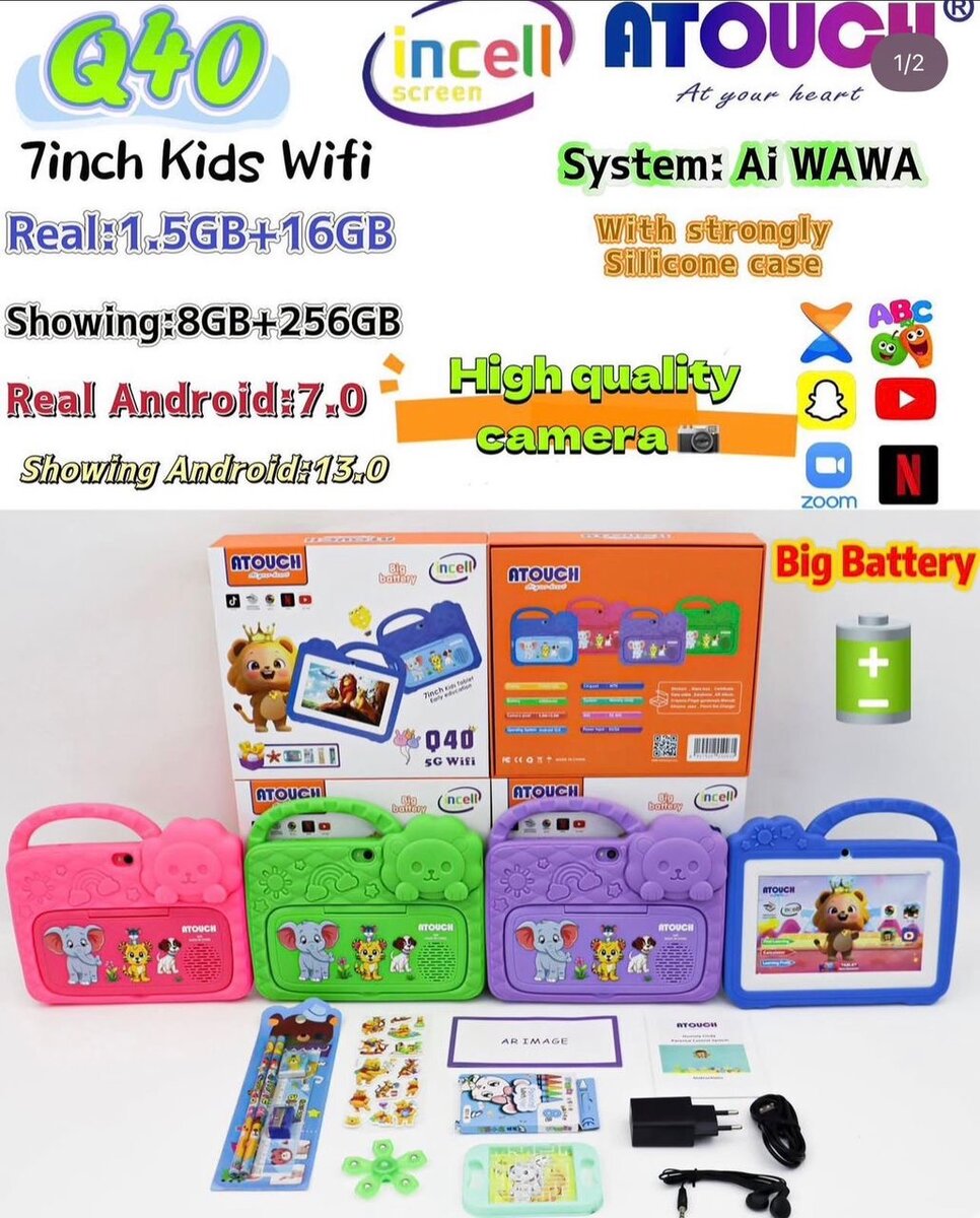 ATOUCH 7" Kids Tablet WiFi