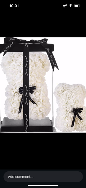 White Rose Teddy Bear Gift