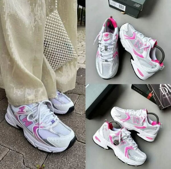 Baskets blanches et roses tendance