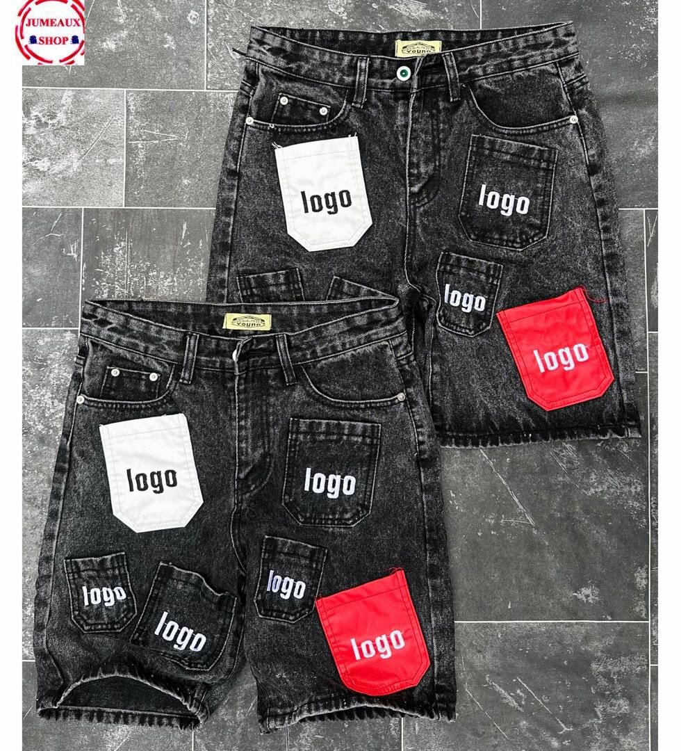 Shorts en jean à patchs