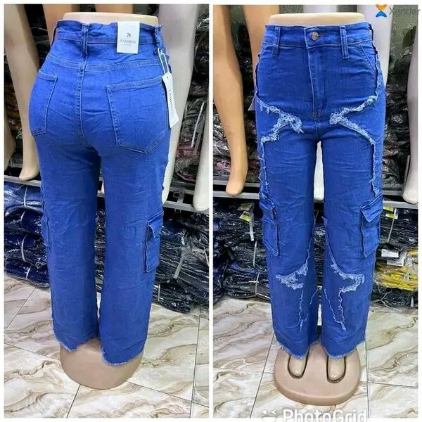 Jean femme taille haute déchiré