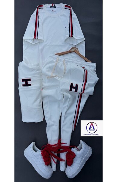 Ensemble sport chic blanc rouge
