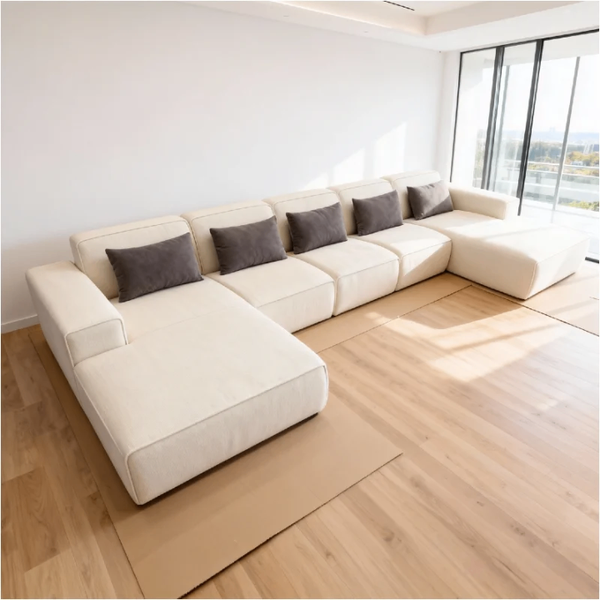 Canapé d'angle convertible en cuir