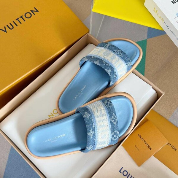 Louis Vuitton Blue Slides