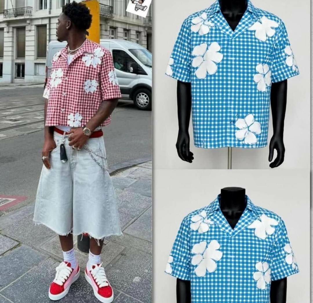 Chemise à carreaux floreale élégante