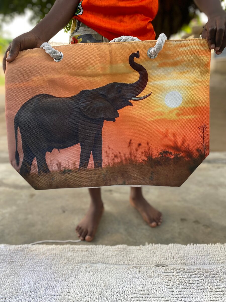 Sac cabas imprimé éléphant