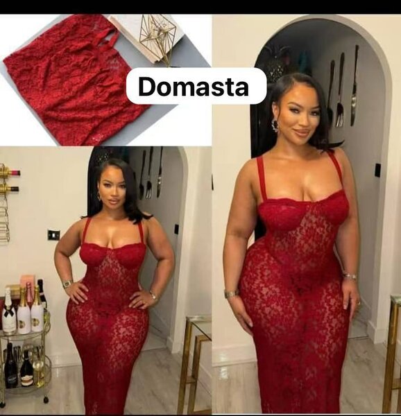 Robe en dentelle rouge glamour