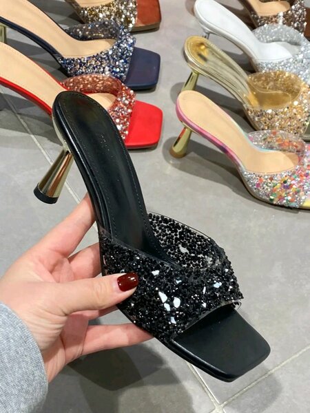 Sandales à talons hauts strass