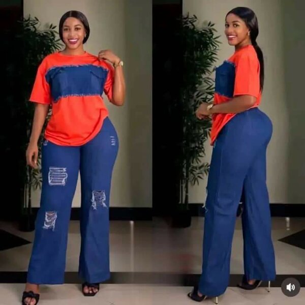 Ensemble chic denim orange
