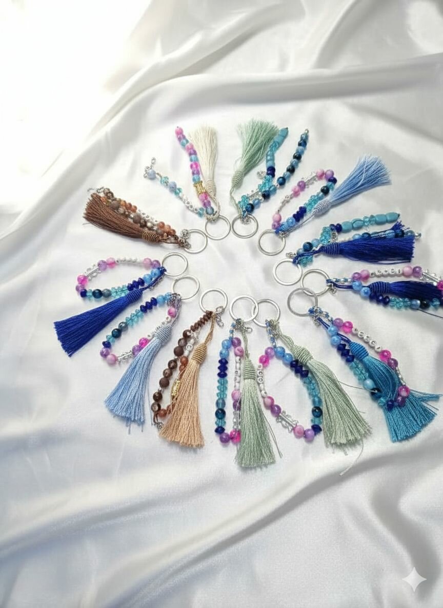 Porte-clés perles naturels