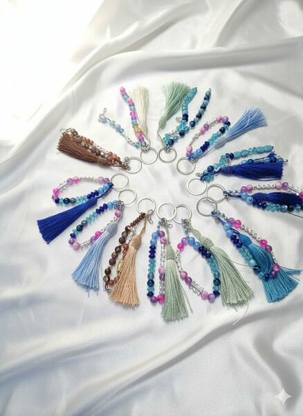 Porte-clés perles naturels