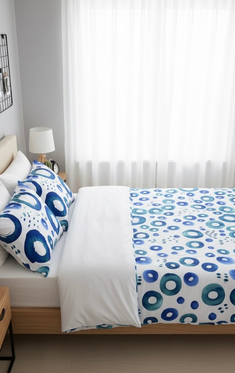 Parure de lit motifs bleus