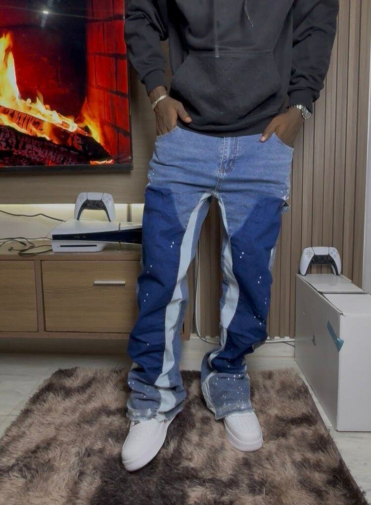 Jeans décontractés bicolores