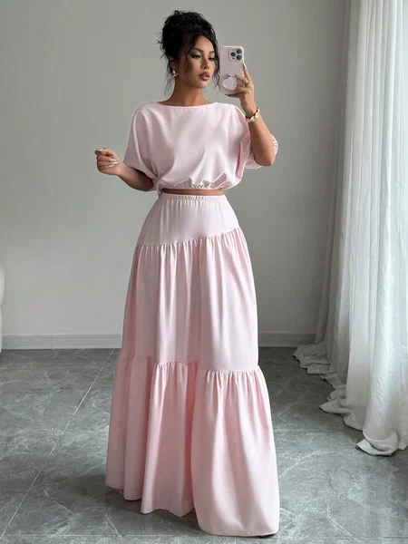 Robe longue élégante taille haute