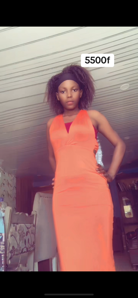 Robe Orange Élégante Femme