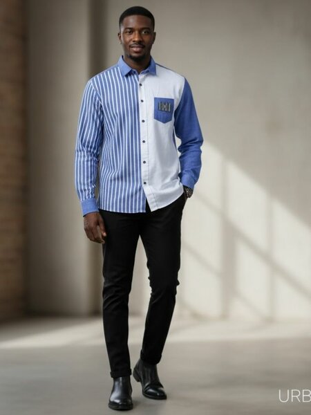 Chemise décontractée rayée homme