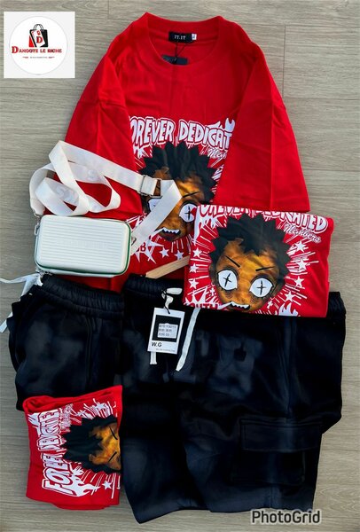 Ensemble T-shirt Rouge et Sacs