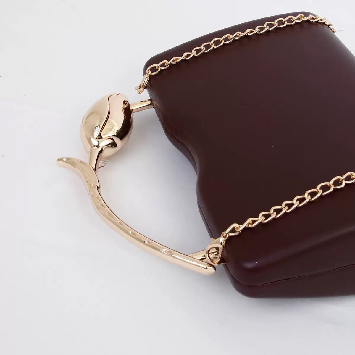Sac à main femme luxe bordeaux chaîne
