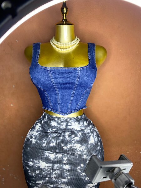 Ensemble top en jean et jupe