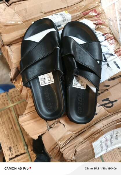 Sandales Plates en Cuir Noir pour Hommes