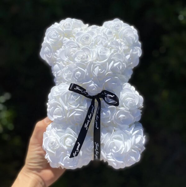 White Rose Teddy Bear Gift