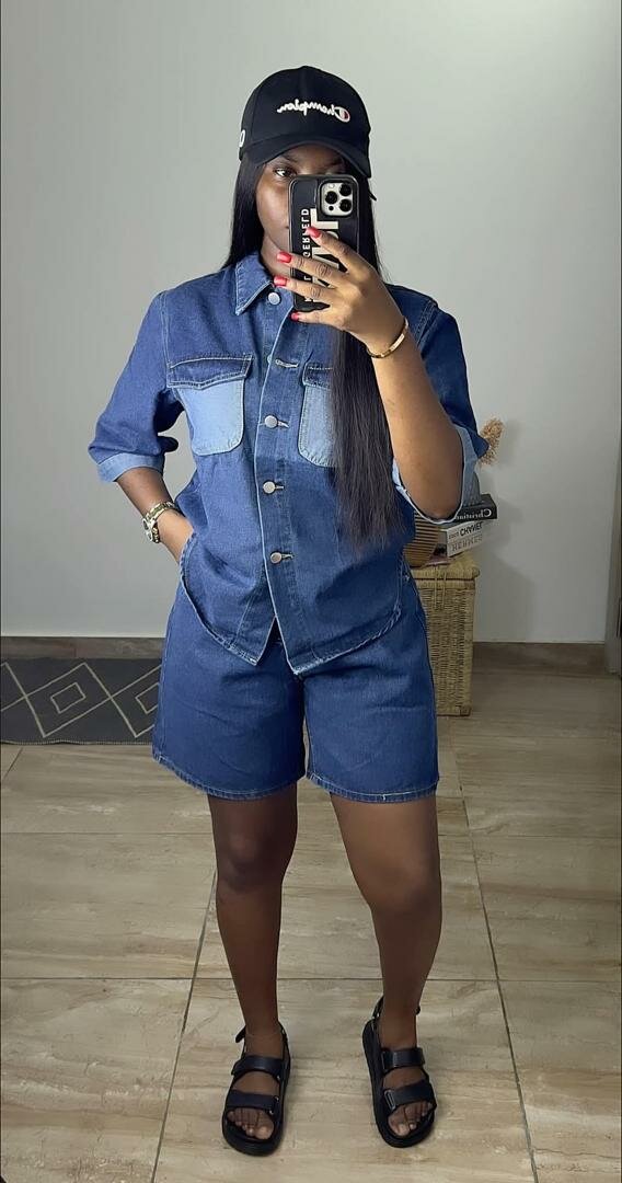Ensemble short en denim femme