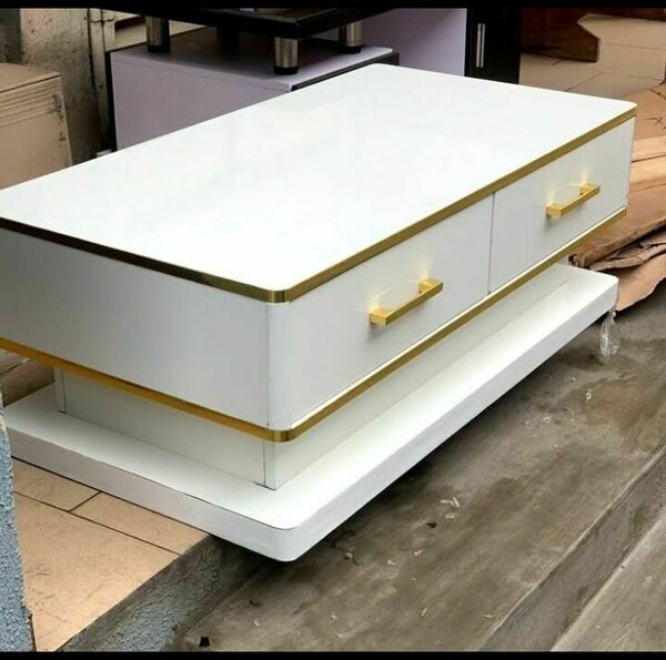 Table basse moderne blanc avec tiroirs