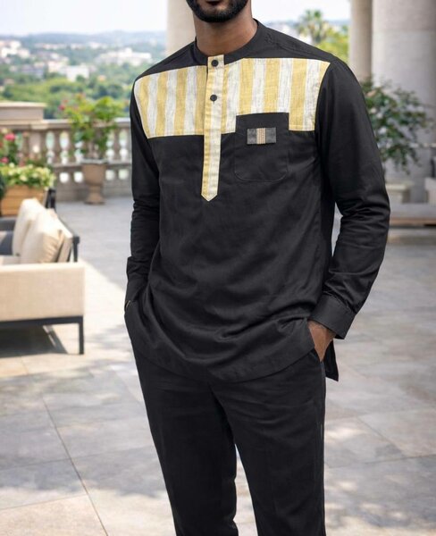 Chemise africaine noire pour homme
