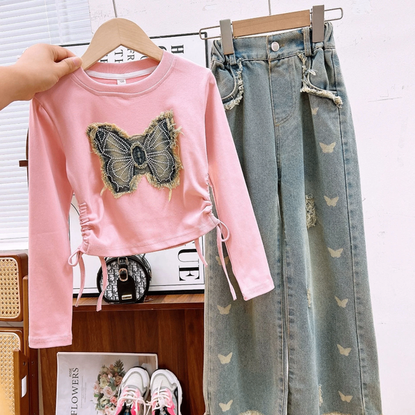 Ensemble jeans gros-bas fille