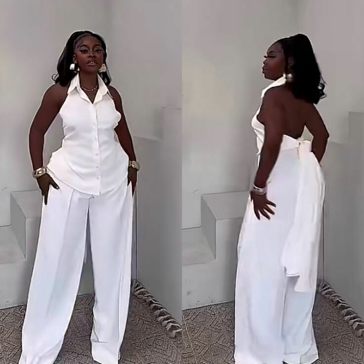 Ensemble pantalon blanc élégant