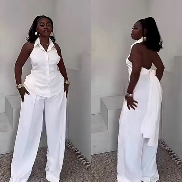 Ensemble pantalon blanc élégant