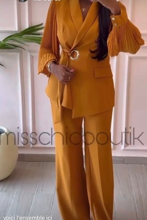 Tailleur Pantalon Orange Élégant