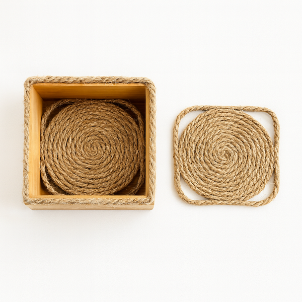 Dessous de verre en corde et bois