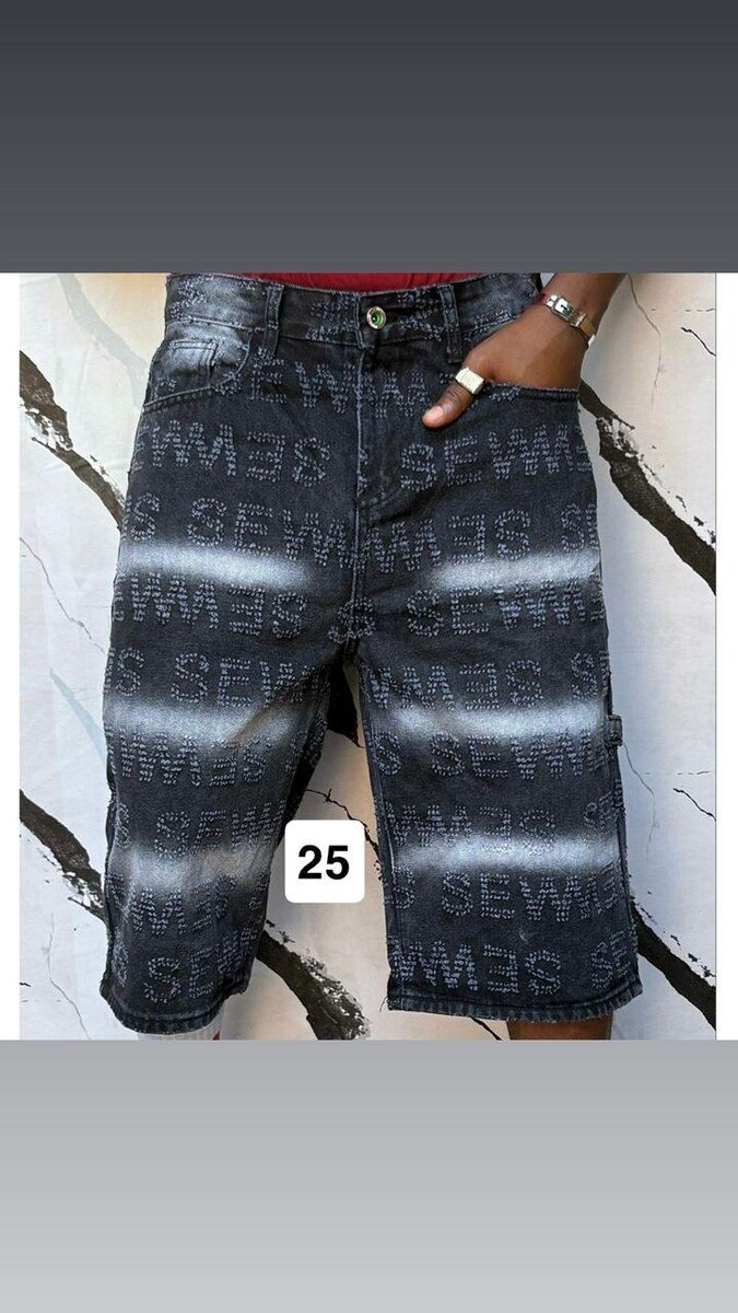 Bermuda en jean imprimé homme